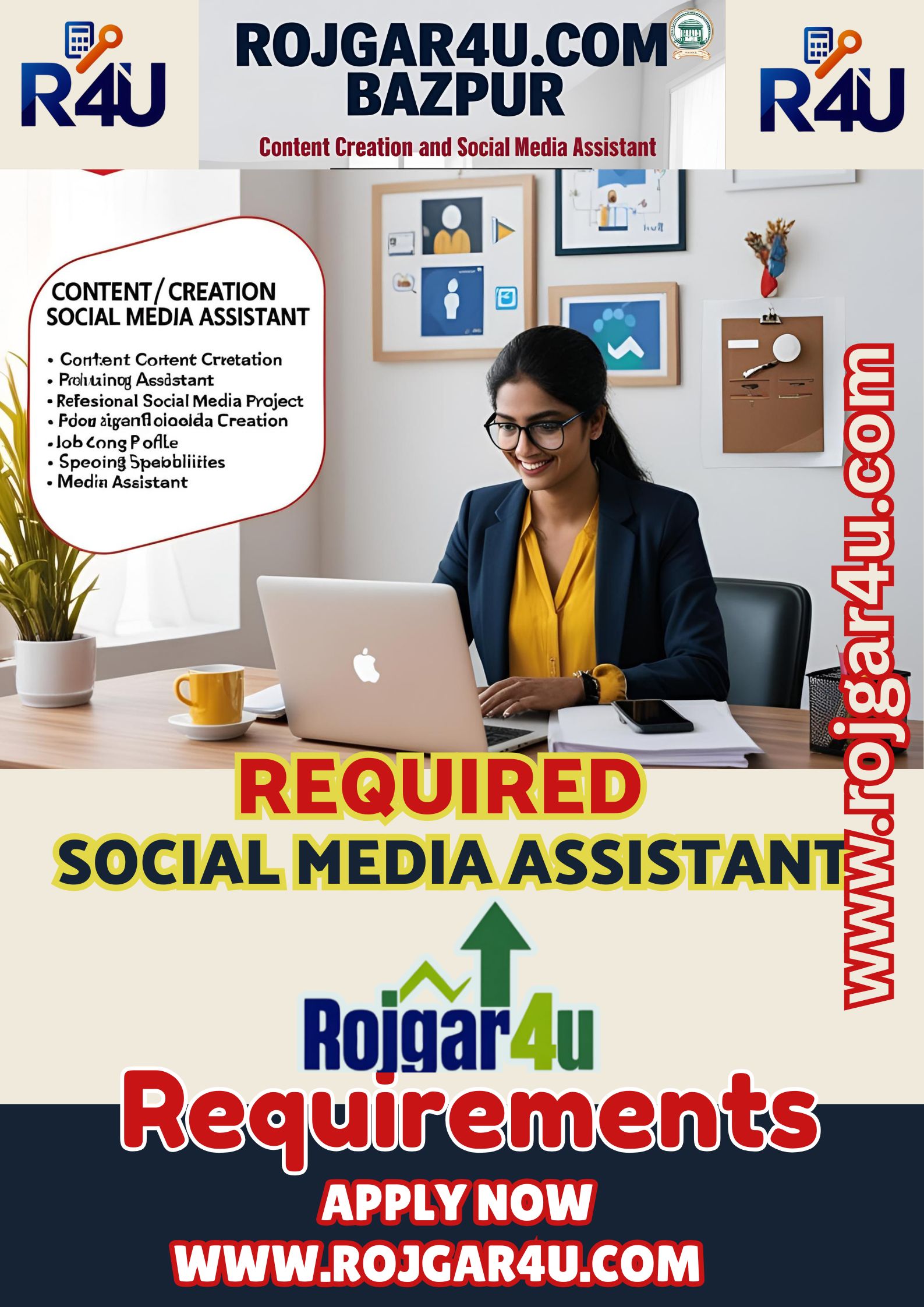 Content Creator & Social Media Assistant (Female) required at Rojgar4u.com, Bazpur