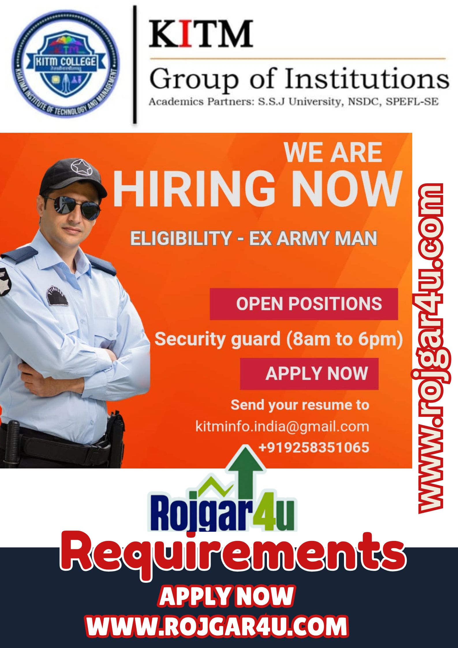 Security Guard Vacancy at KITM Group of Institutions – Preference for Ex-Army Personnel