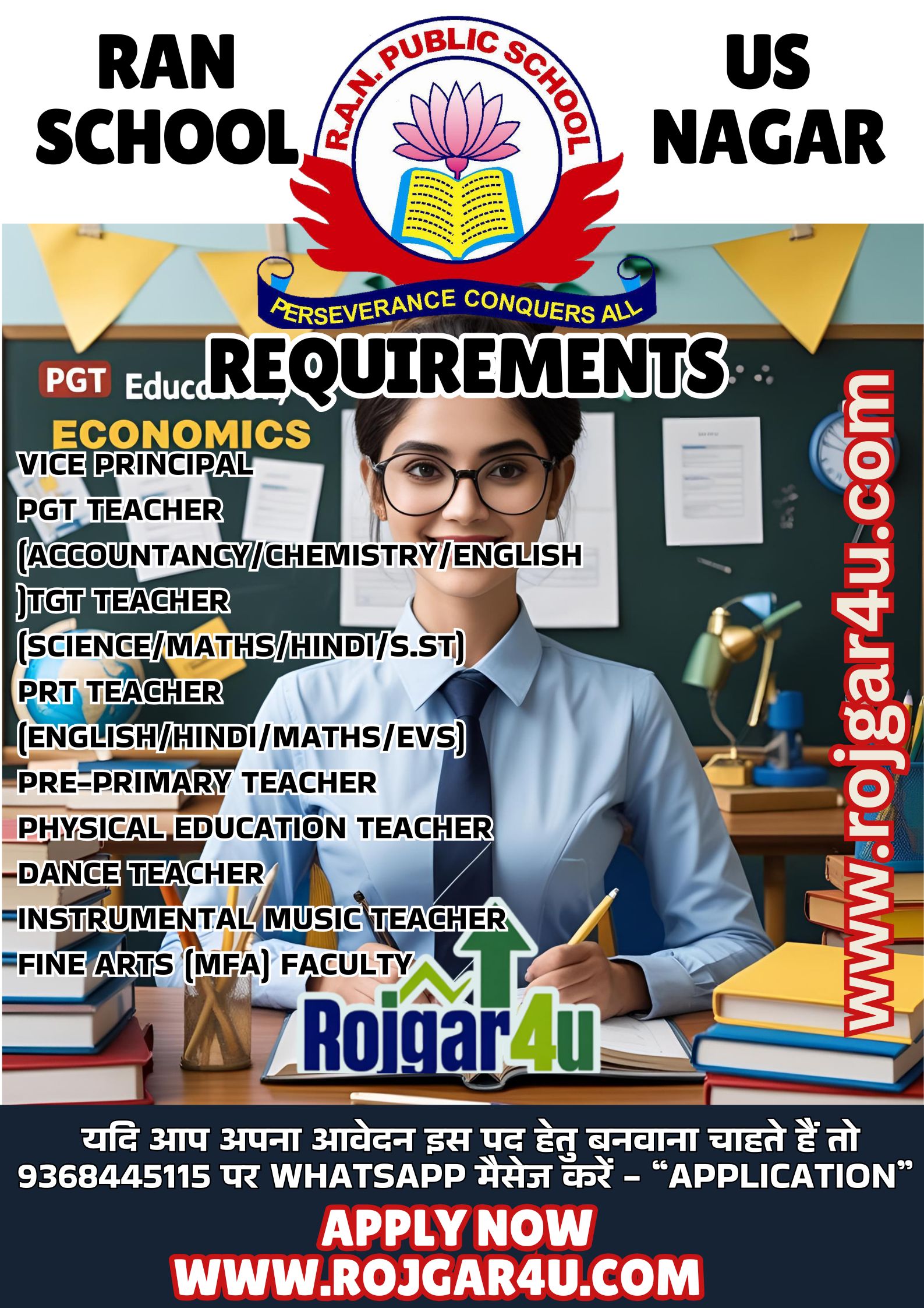 WALK-IN AT  R.A.N. Public School, Rudrapur दे रहा है शानदार मौका! PGT, TGT, PRT, Pre-Primary, Vice Principal, Music, Dance और Fine Arts
