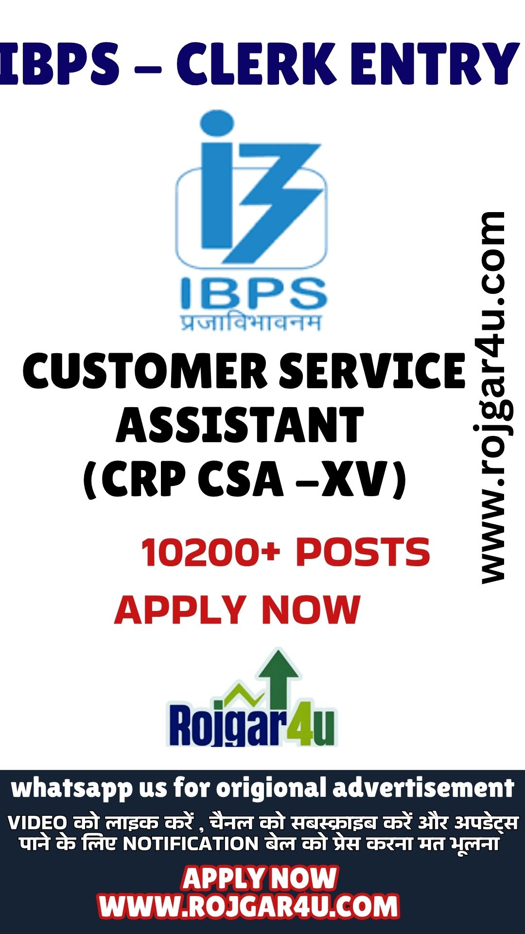 बंपर भर्ती! IBPS ने जारी किए 10000+ कस्टमर सर्विस एसोसिएट पदों के लिए आवेदन! बैंक में सरकारी नौकरी का शानदार मौका! अभी देखें पूरी जानकारी!