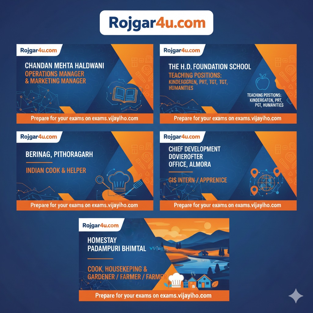 उत्तराखंड में सरकारी और प्राइवेट नौकरी के बड़े अवसर: शिक्षक, GIS इंटर्न और अन्य रिक्तियां - Rojgar4u