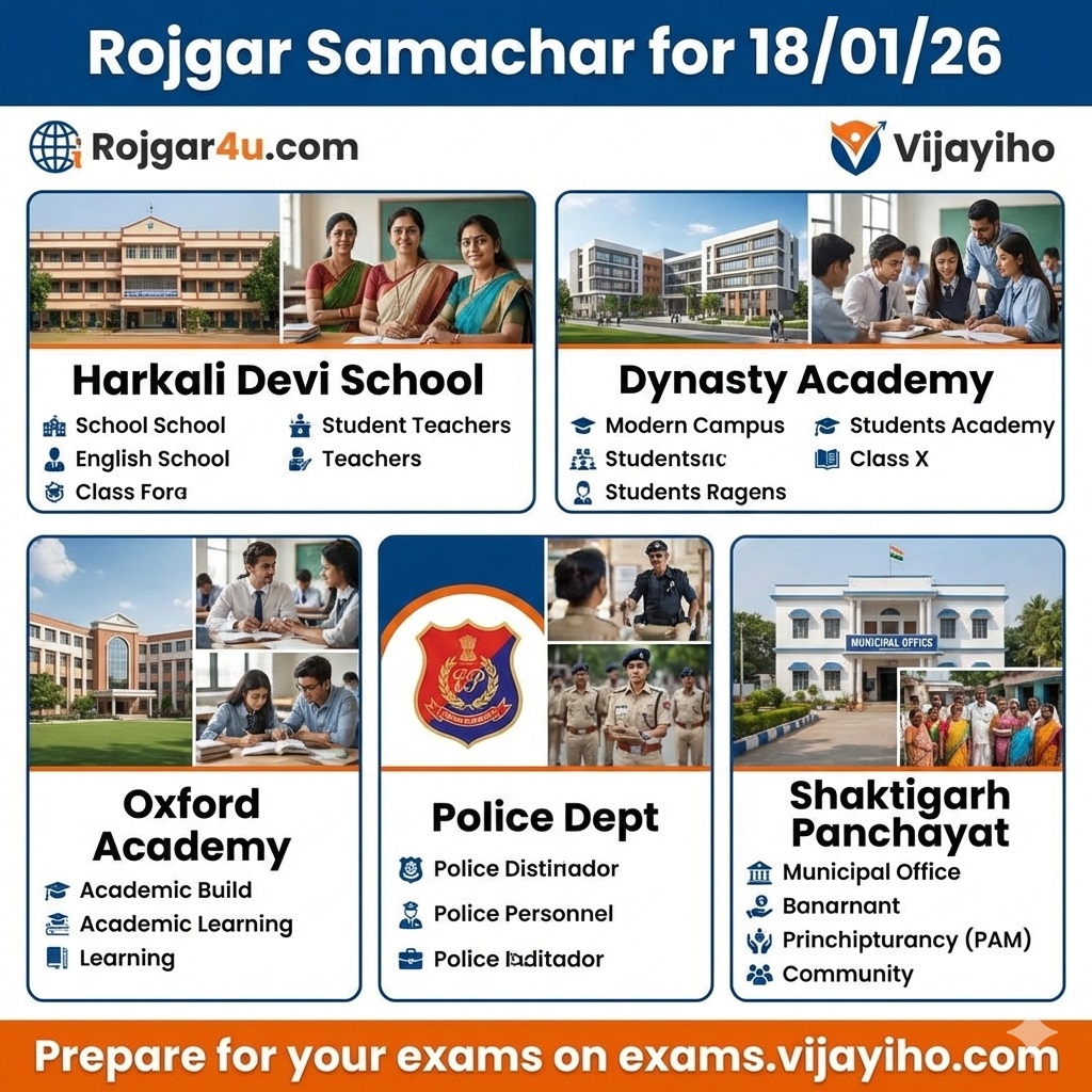रोज़गार समाचार 18 जनवरी 2026: उत्तराखंड और यूपी में शिक्षकों, सरकारी आउटसोर्स और अन्य पदों पर बंपर भर्तियां