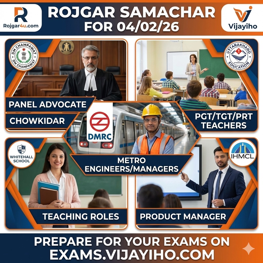 रोजगार समाचार 04 फरवरी 2026: उत्तराखंड शिक्षा विभाग, DMRC और IHMCL में बंपर भर्तियां