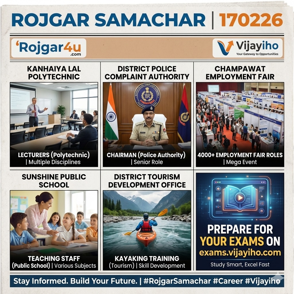 उत्तराखंड रोजगार समाचार: लेक्चरर, चेयरमैन और 4000+ पदों पर भर्ती - 17 फरवरी 2026